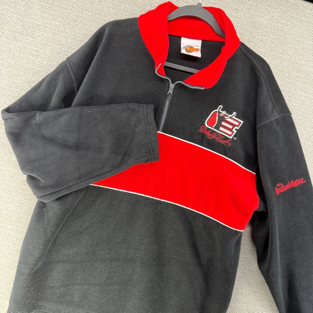 Vintage Dale Earnhardt Winners Circle Fleece Pullover Black Red Mens XL Nascar